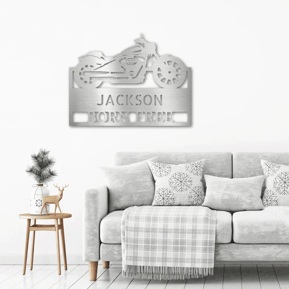 Motorcycle Shop Custom Name Indoor Outdoor Steel Wall Sign