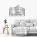 Motorcycle Shop Custom Name Indoor Outdoor Steel Wall Sign