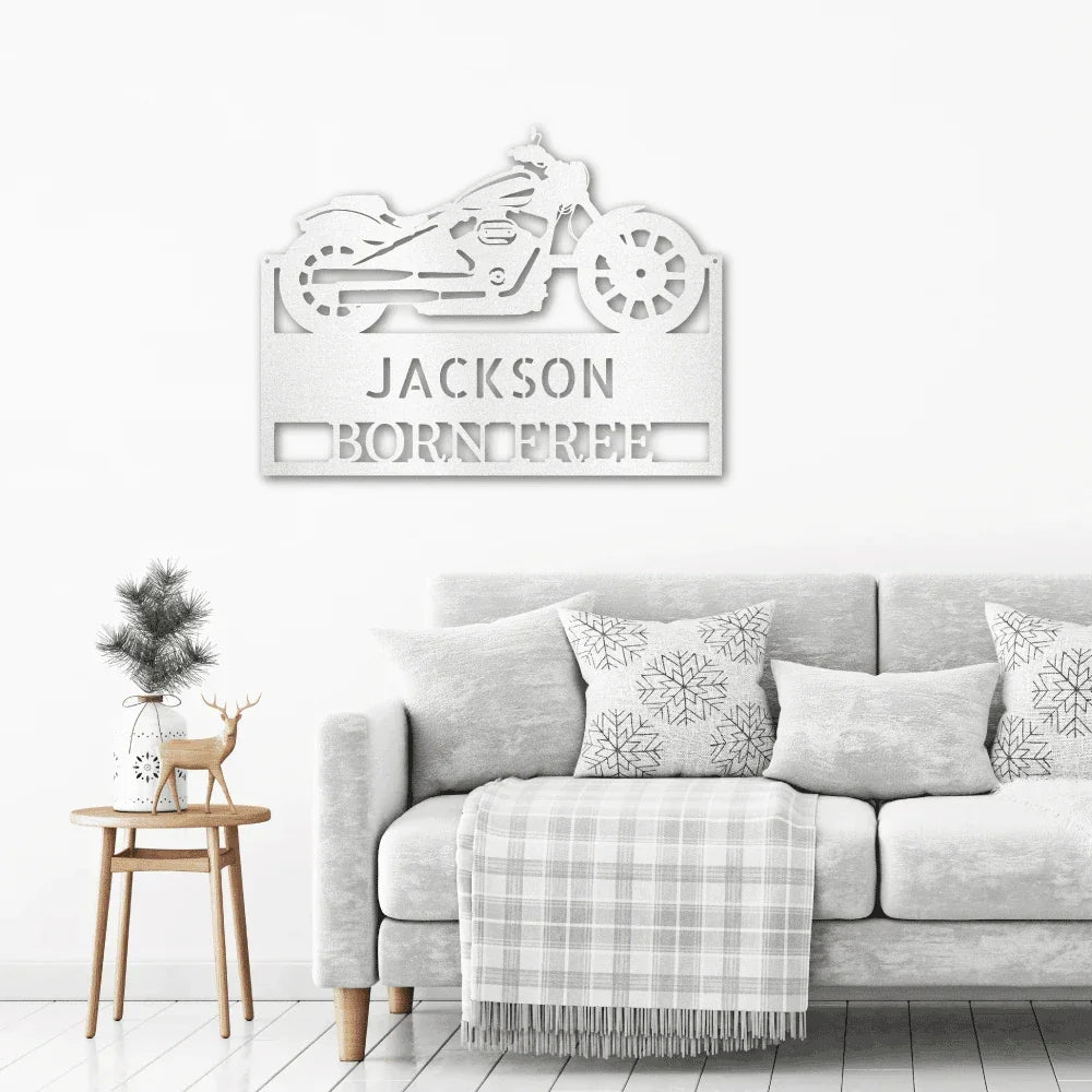Motorcycle Shop Custom Name Indoor Outdoor Steel Wall Sign