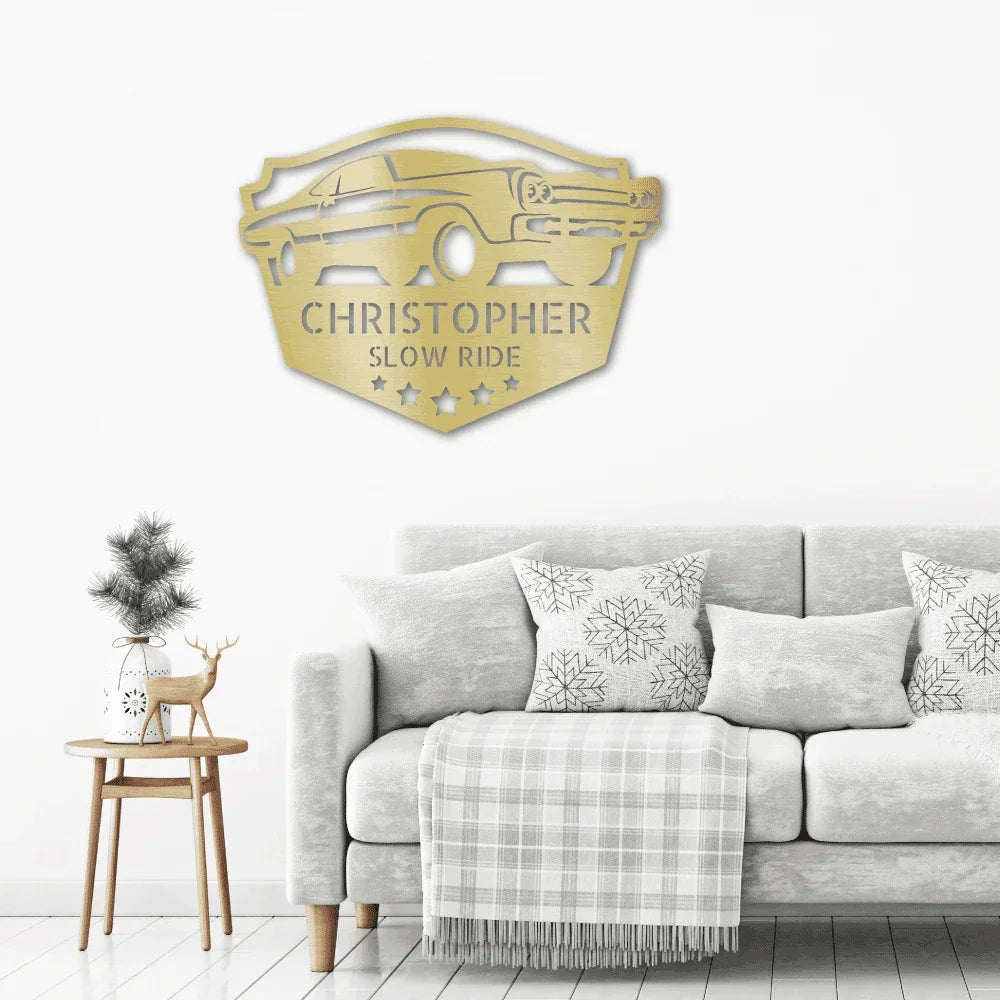Classic Car Custom Name Indoor Outdoor Steel Wall Sign