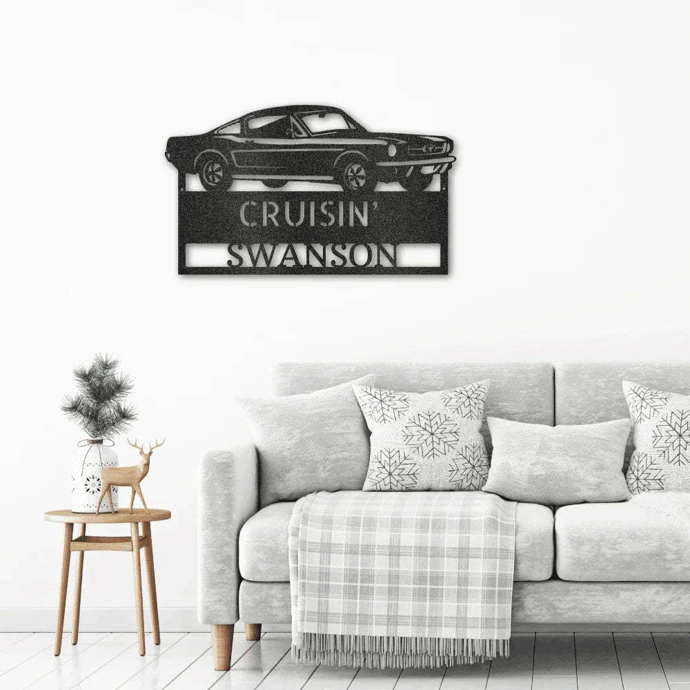 Hear The Roar Classic Sports Car Custom Name Steel Wall Sign