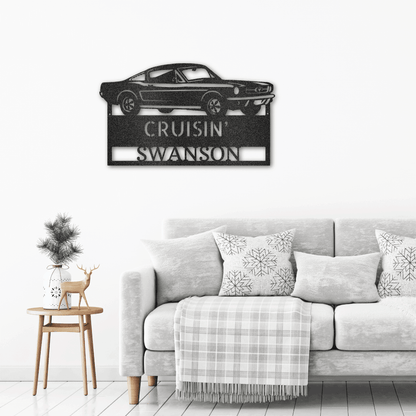 Hear The Roar Classic Sports Car Custom Name Steel Wall Sign - Mallard Moon Gift Shop