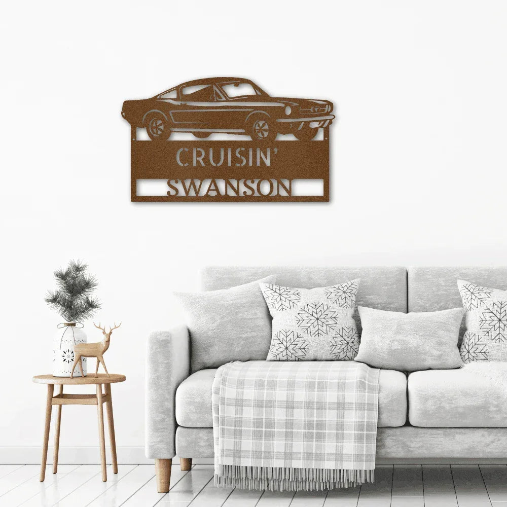 Hear The Roar Classic Sports Car Custom Name Steel Wall Sign