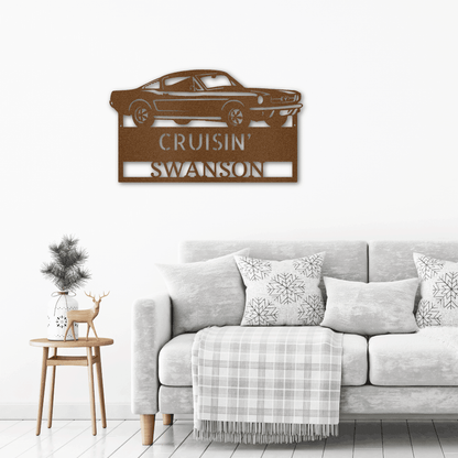 Hear The Roar Classic Sports Car Custom Name Steel Wall Sign - Mallard Moon Gift Shop