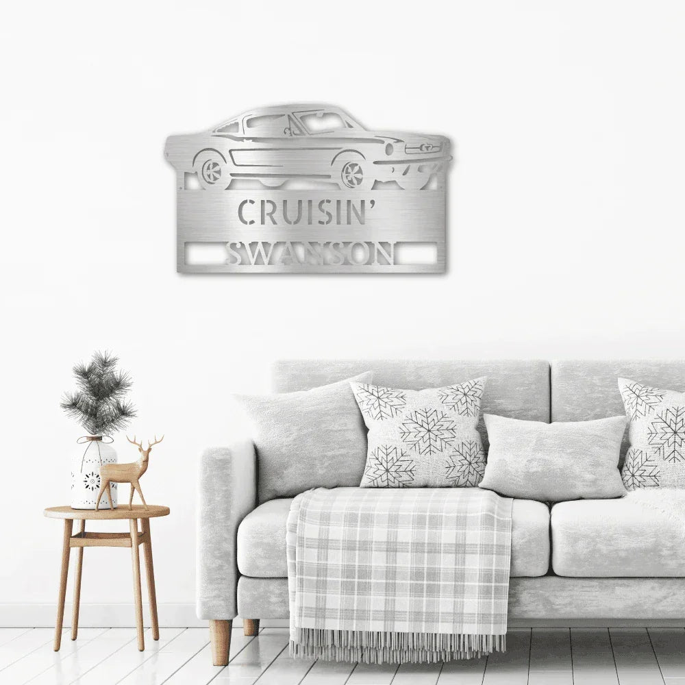 Hear The Roar Classic Sports Car Custom Name Steel Wall Sign