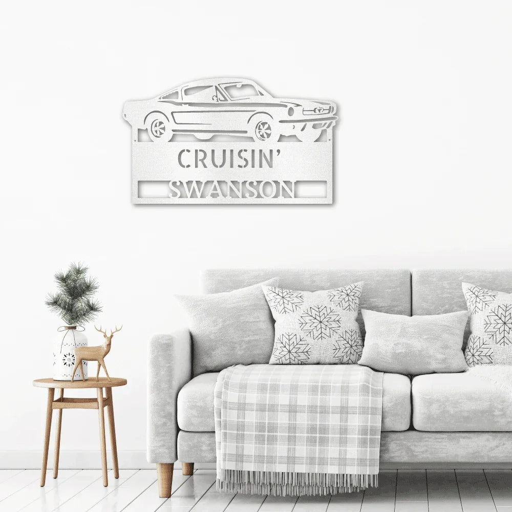 Hear The Roar Classic Sports Car Custom Name Steel Wall Sign