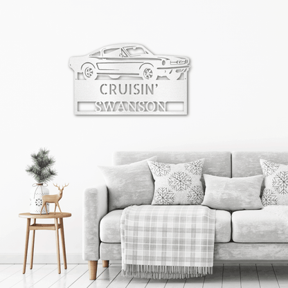 Hear The Roar Classic Sports Car Custom Name Steel Wall Sign - Mallard Moon Gift Shop