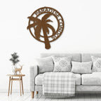 Palm Tree Custom Name Indoor Outdoor Metal Art Wall Sign