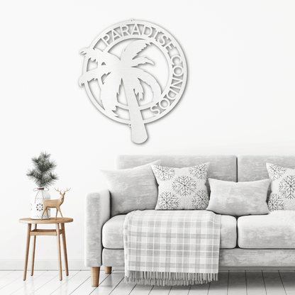 Palm Tree Custom Name Indoor Outdoor Metal Art Wall Sign - Mallard Moon Gift Shop