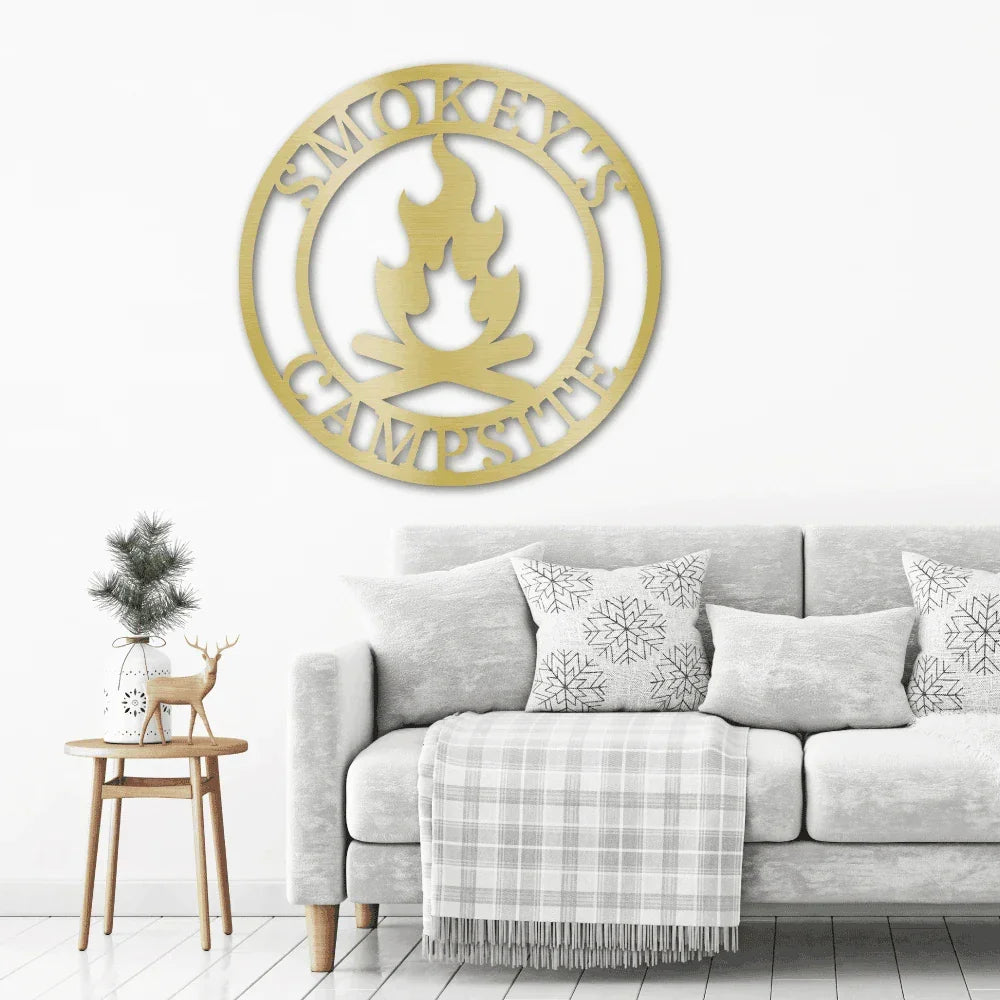 Campfire Custom Monogram Indoor Outdoor Steel Wall Sign Metal Art Home Décor