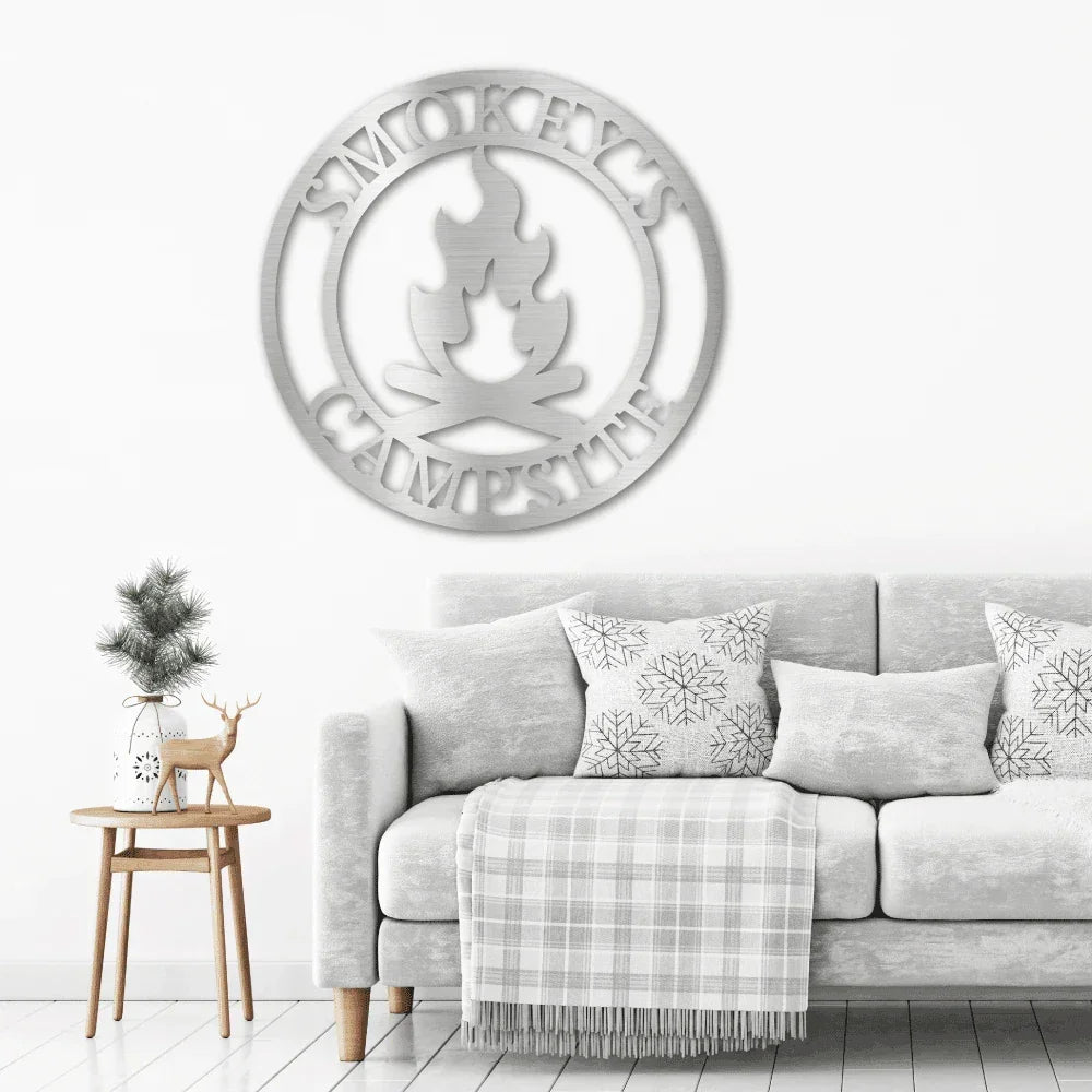Campfire Custom Monogram Indoor Outdoor Steel Wall Sign Metal Art Home Décor
