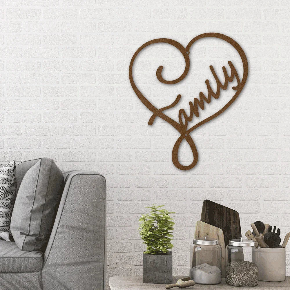 Family Love Indoor Outdoor Steel Wall Sign Metal Art