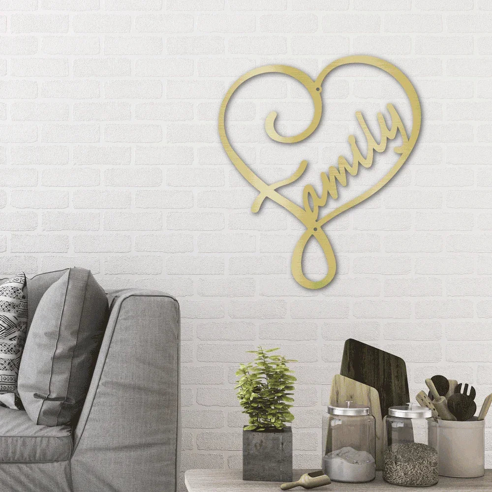 Family Love Indoor Outdoor Steel Wall Sign Metal Art