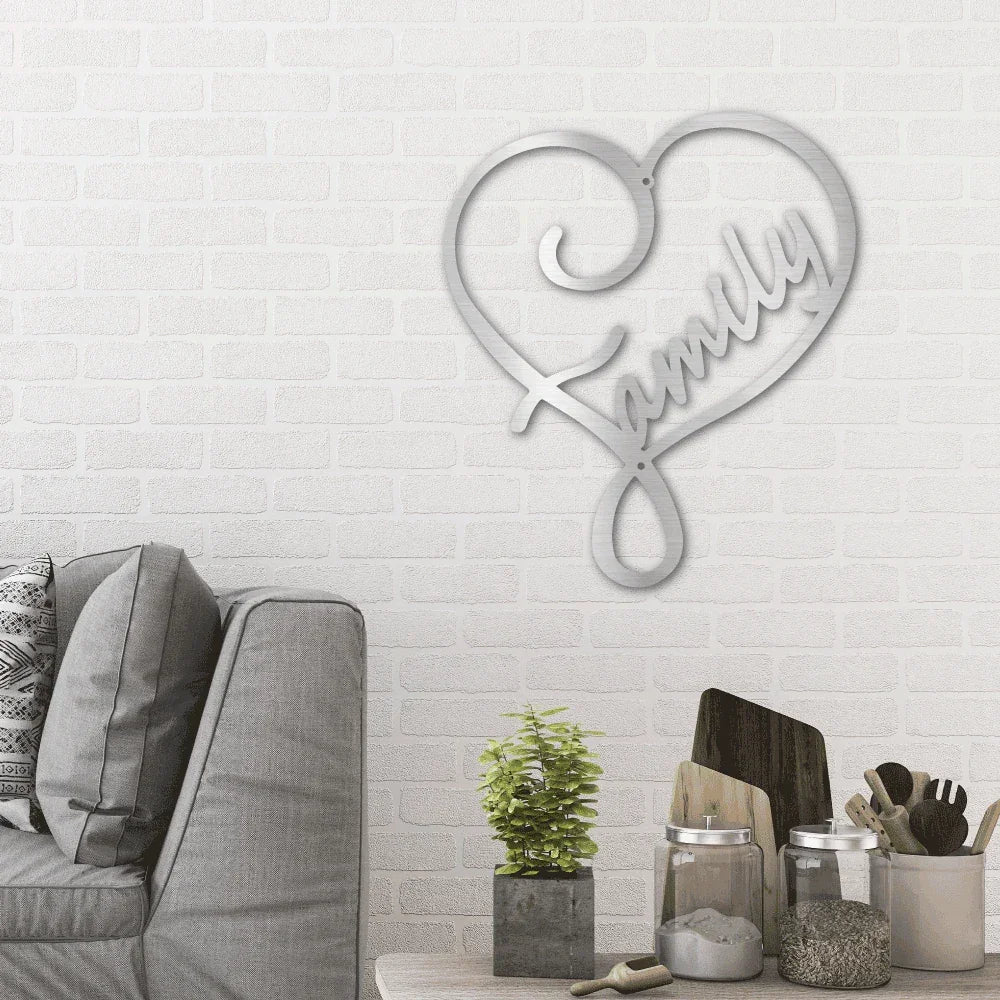 Family Love Indoor Outdoor Steel Wall Sign Metal Art