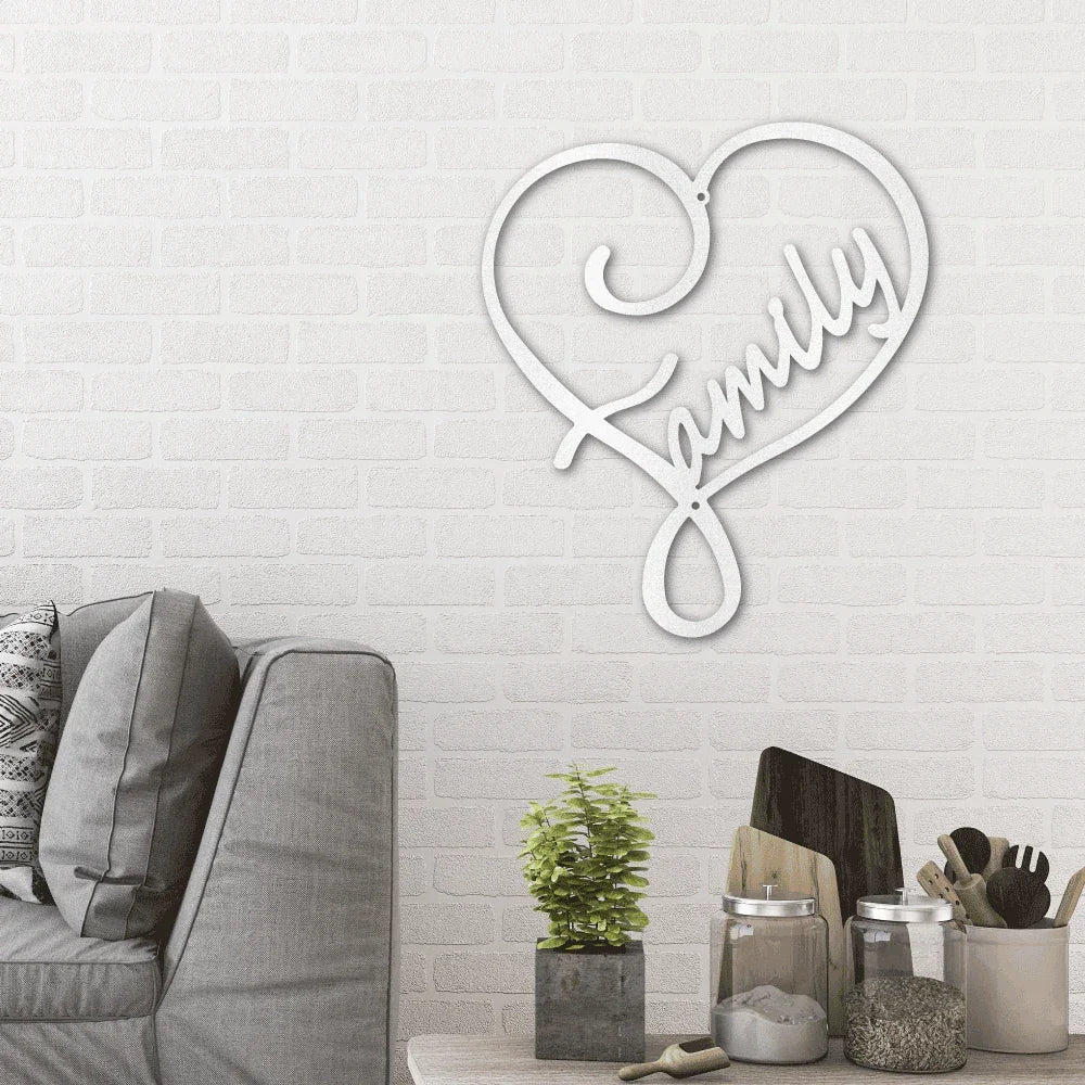 Family Love Indoor Outdoor Steel Wall Sign Metal Art