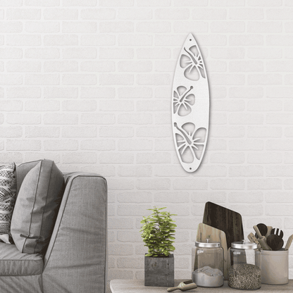 Surfboard Flowers Indoor Outdoor Steel Wall Sign Art - Mallard Moon Gift Shop