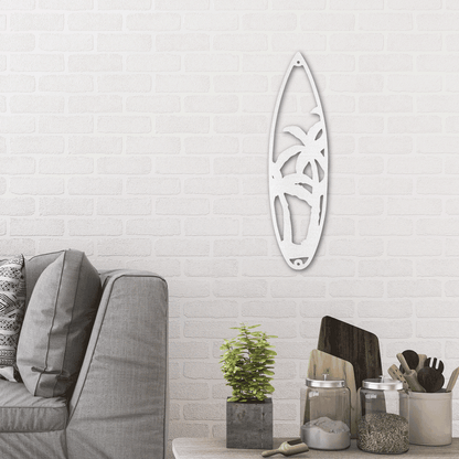 Surfboard Palm Trees Indoor Outdoor Steel Wall Sign Art - Mallard Moon Gift Shop