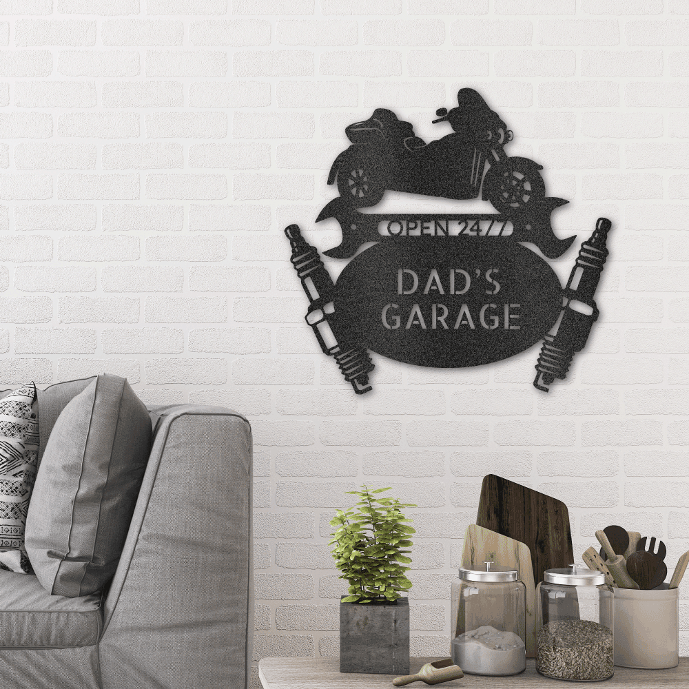 Trike Motorcycle Mechanic Custom Monogram Indoor Outdoor Steel Sign - Mallard Moon Gift Shop