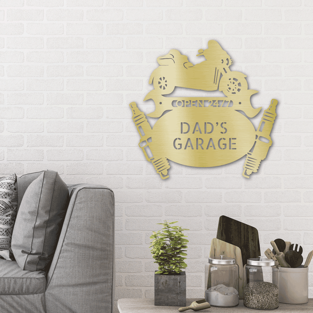 Trike Motorcycle Mechanic Custom Monogram Indoor Outdoor Steel Sign - Mallard Moon Gift Shop