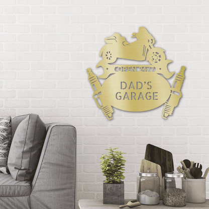 Trike Motorcycle Mechanic Custom Monogram Indoor Outdoor Steel Sign - Mallard Moon Gift Shop