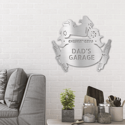 Trike Motorcycle Mechanic Custom Monogram Indoor Outdoor Steel Sign - Mallard Moon Gift Shop