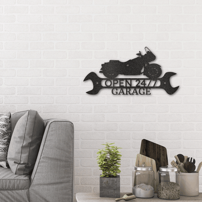 Cruiser Motorcycle Shop Monogram Personalized Indoor Outdoor Steel Wall Sign Metal Art - Mallard Moon Gift Shop