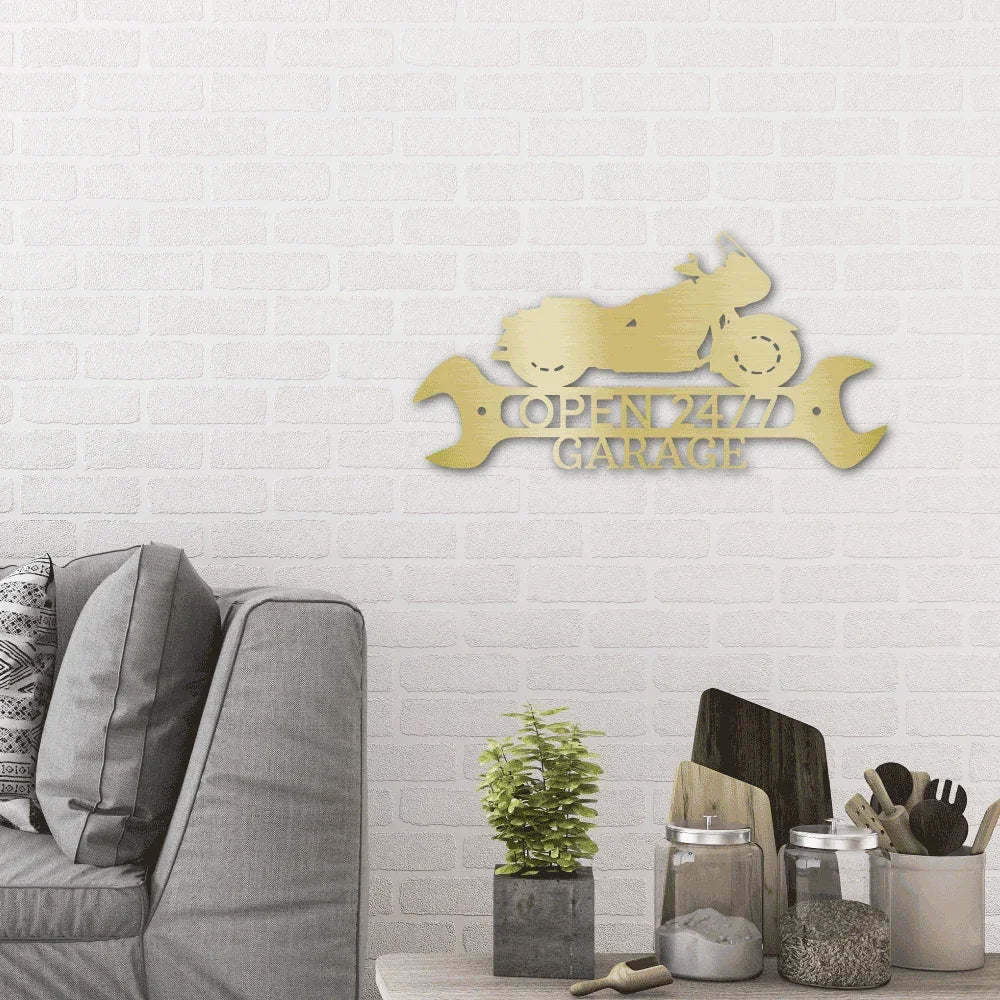 Cruiser Motorcycle Shop Monogram Personalized Indoor Outdoor Steel Wall Sign Metal Art