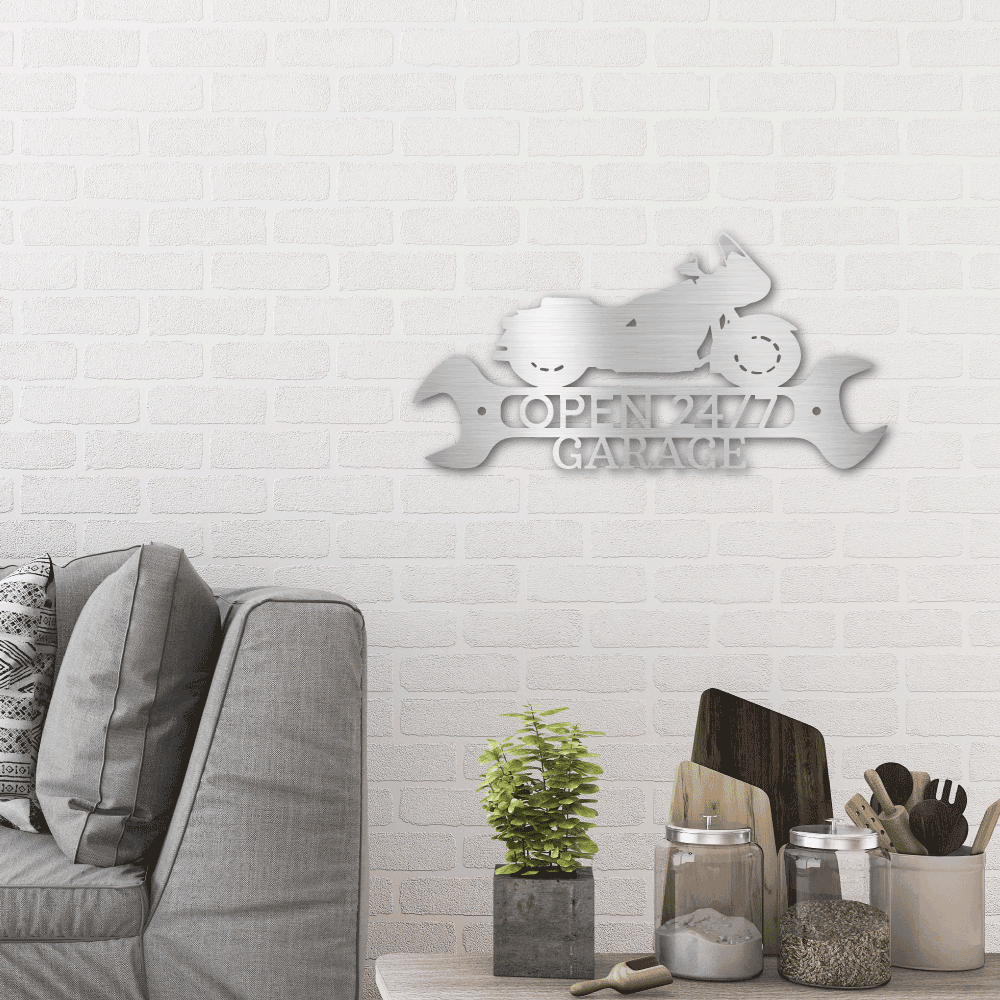 Cruiser Motorcycle Shop Monogram Personalized Indoor Outdoor Steel Wall Sign Metal Art - Mallard Moon Gift Shop