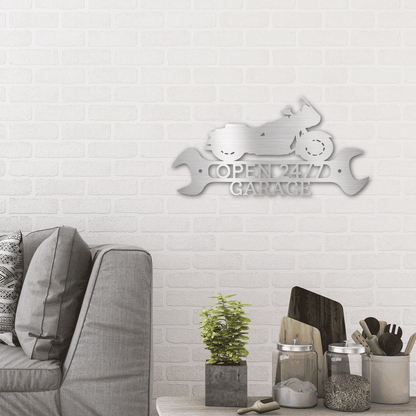 Cruiser Motorcycle Shop Monogram Personalized Indoor Outdoor Steel Wall Sign Metal Art - Mallard Moon Gift Shop