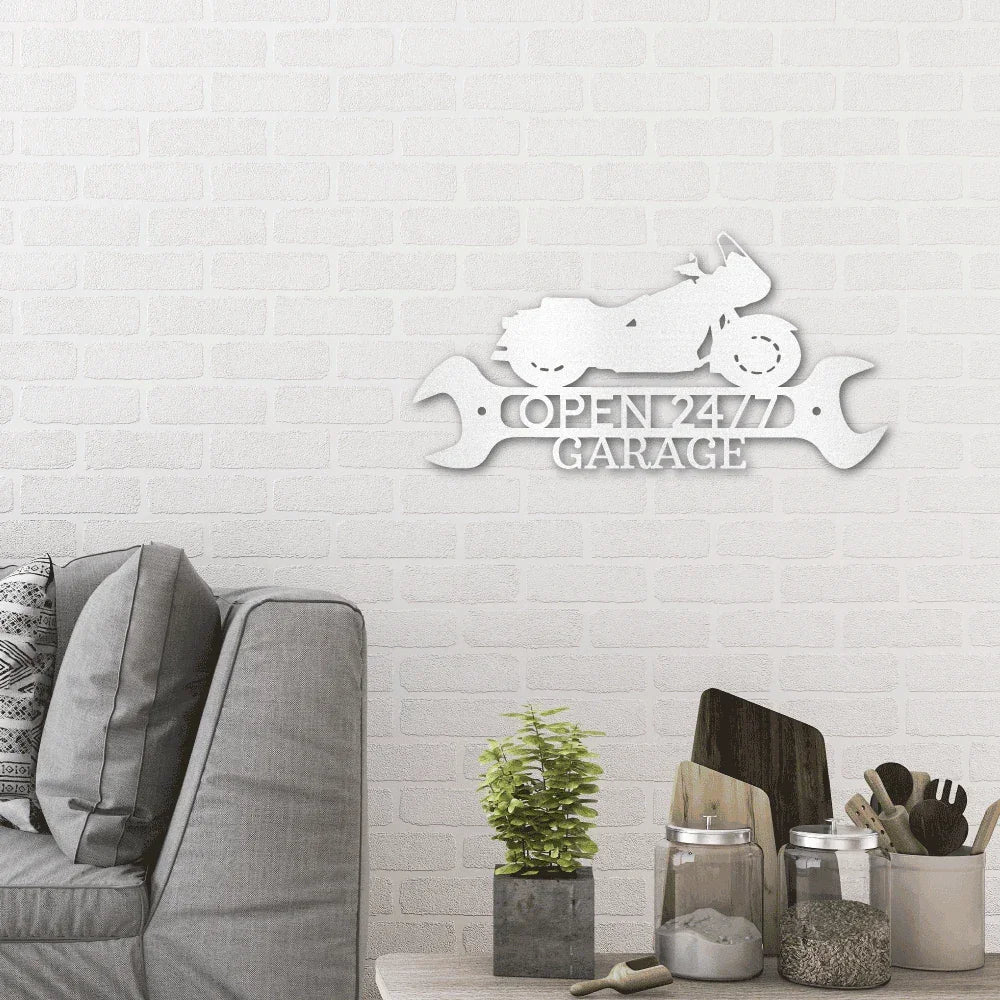 Cruiser Motorcycle Shop Monogram Personalized Indoor Outdoor Steel Wall Sign Metal Art