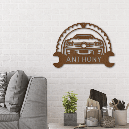 Personalized Classic Car Monogram Indoor Outdoor Steel Wall Sign - Mallard Moon Gift Shop