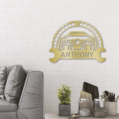 Personalized Classic Car Monogram Indoor Outdoor Steel Wall Sign - Mallard Moon Gift Shop