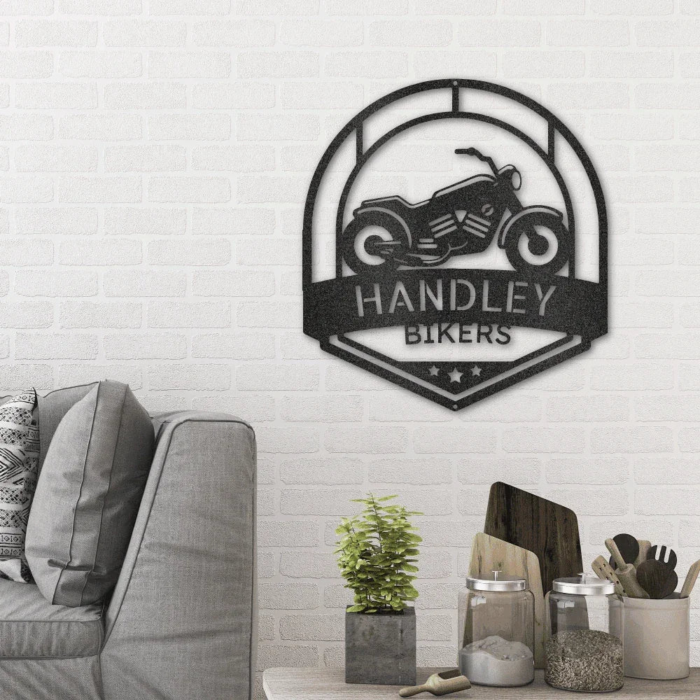 Motorcycle Biker Custom Name Steel Wall Sign Metal Art