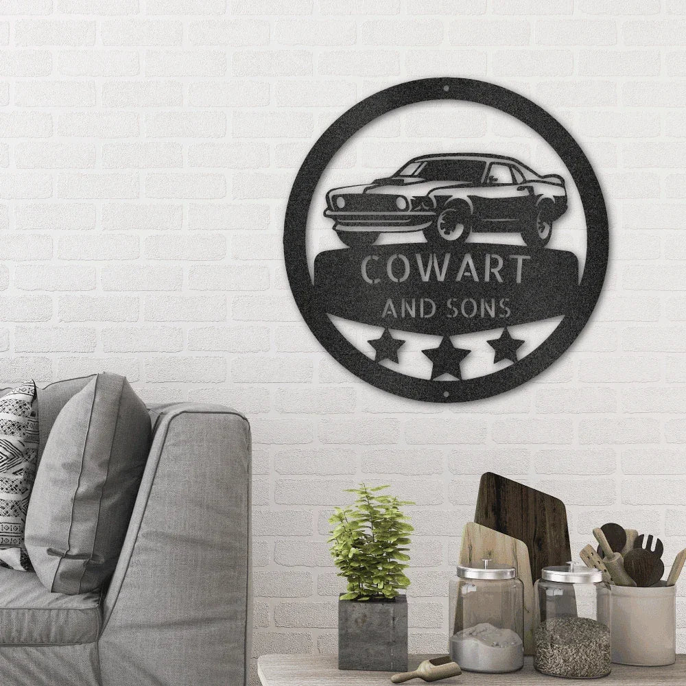 Classic Sports Car Personalized Garage Workshop Man Cave Steel Wall Sign
