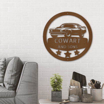 Classic Sports Car Personalized Garage Workshop Man Cave Steel Wall Sign - Mallard Moon Gift Shop