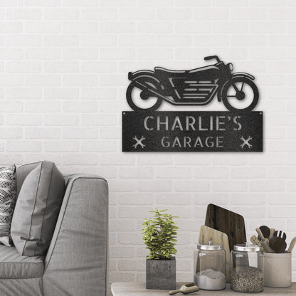 Motorcycle Adventure Custom Name Indoor Outdoor Metal Wall Sign - Mallard Moon Gift Shop