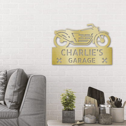 Motorcycle Adventure Custom Name Indoor Outdoor Metal Wall Sign - Mallard Moon Gift Shop