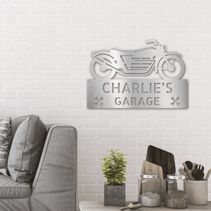 Motorcycle Adventure Custom Name Indoor Outdoor Metal Wall Sign - Mallard Moon Gift Shop