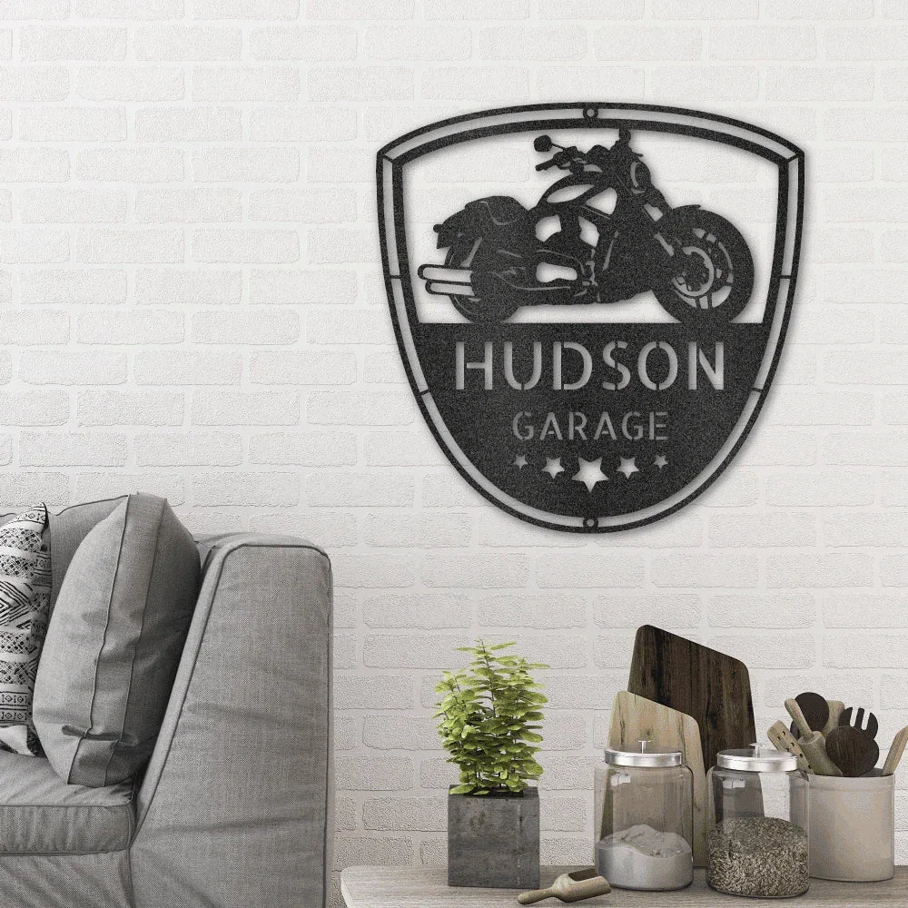 Motorcycle Biker Personalized Name Indoor Outdoor Steel Wall Sign