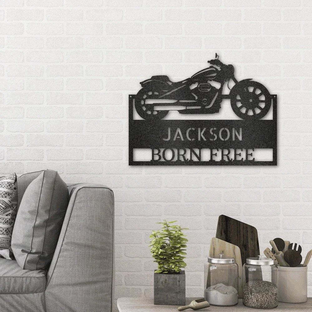 Motorcycle Shop Custom Name Indoor Outdoor Steel Wall Sign