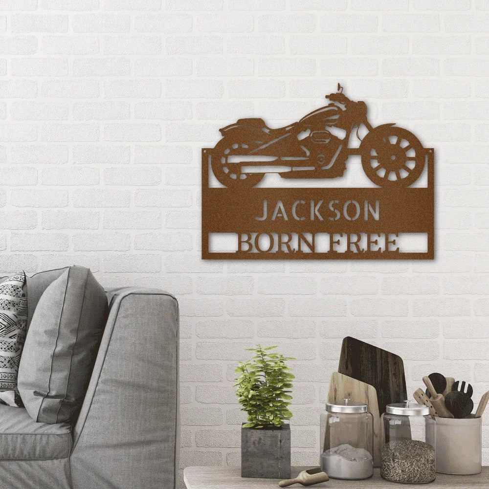 Motorcycle Shop Custom Name Indoor Outdoor Steel Wall Sign