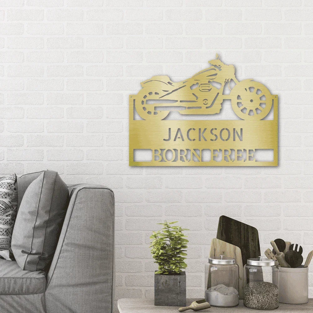 Motorcycle Shop Custom Name Indoor Outdoor Steel Wall Sign