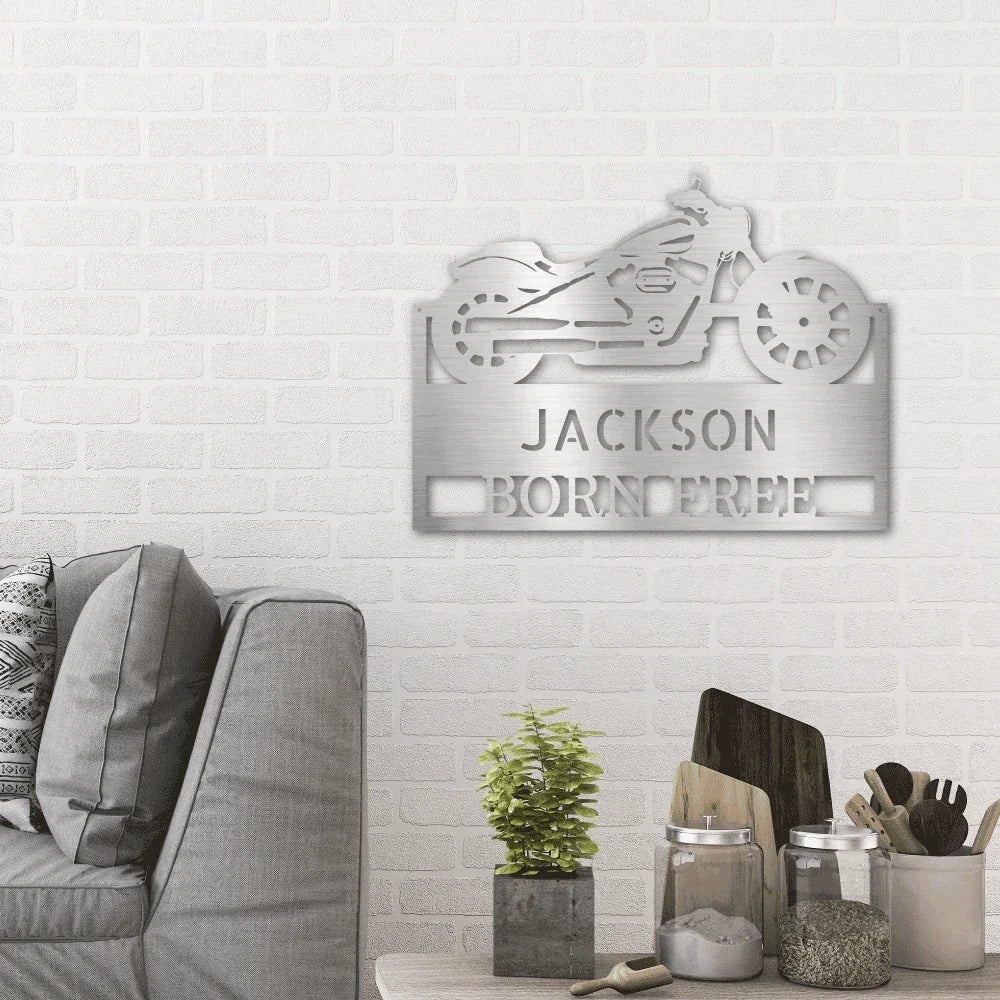 Motorcycle Shop Custom Name Indoor Outdoor Steel Wall Sign
