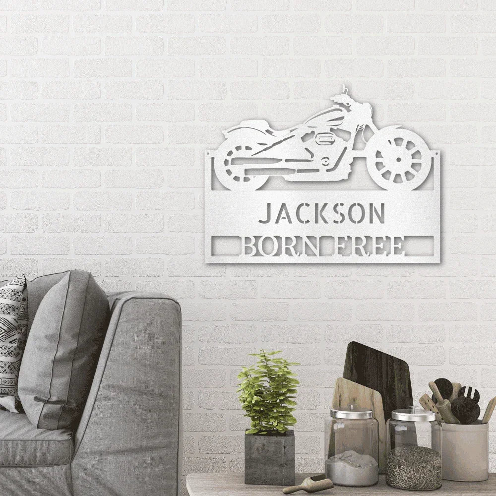 Motorcycle Shop Custom Name Indoor Outdoor Steel Wall Sign
