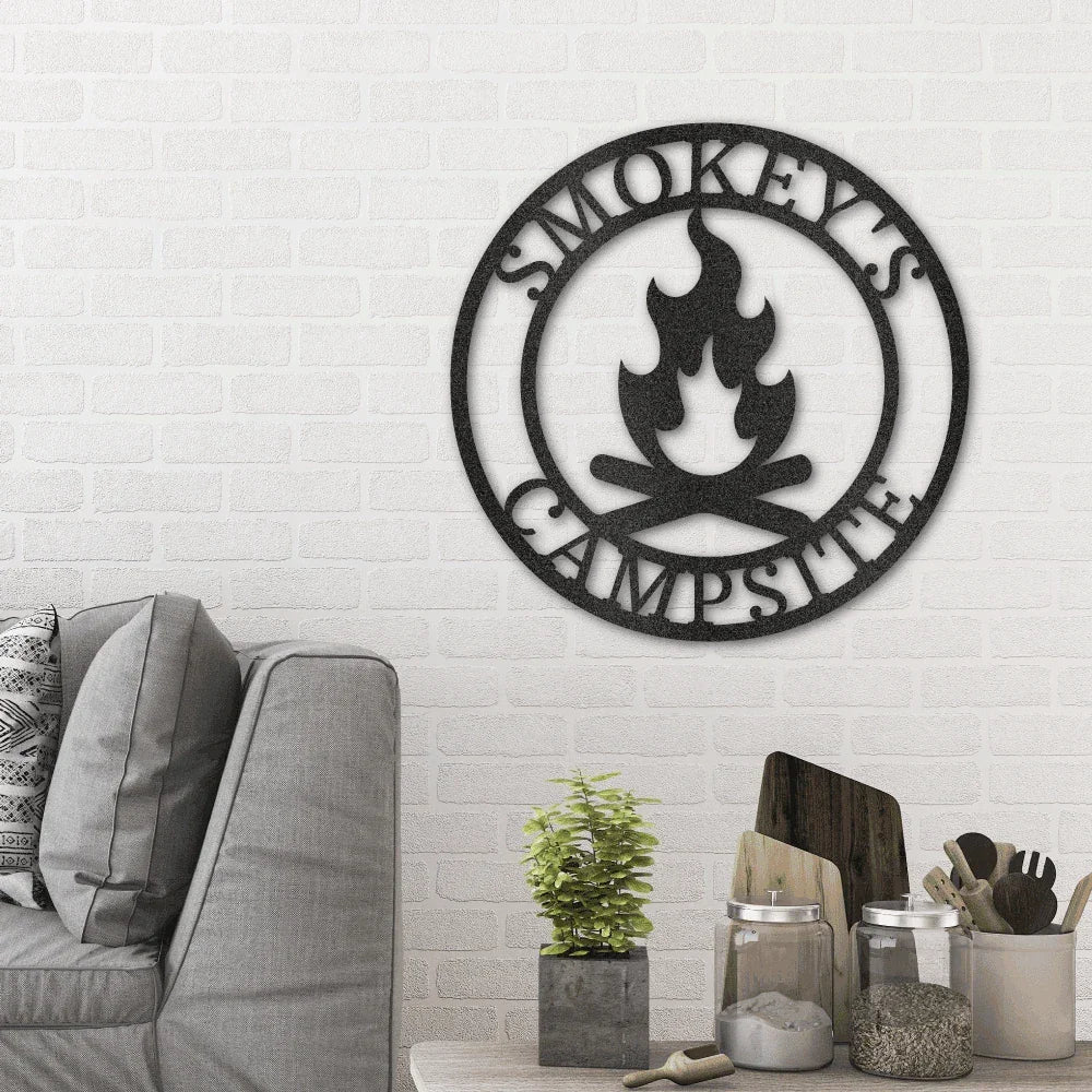 Campfire Custom Monogram Indoor Outdoor Steel Wall Sign Metal Art Home Décor