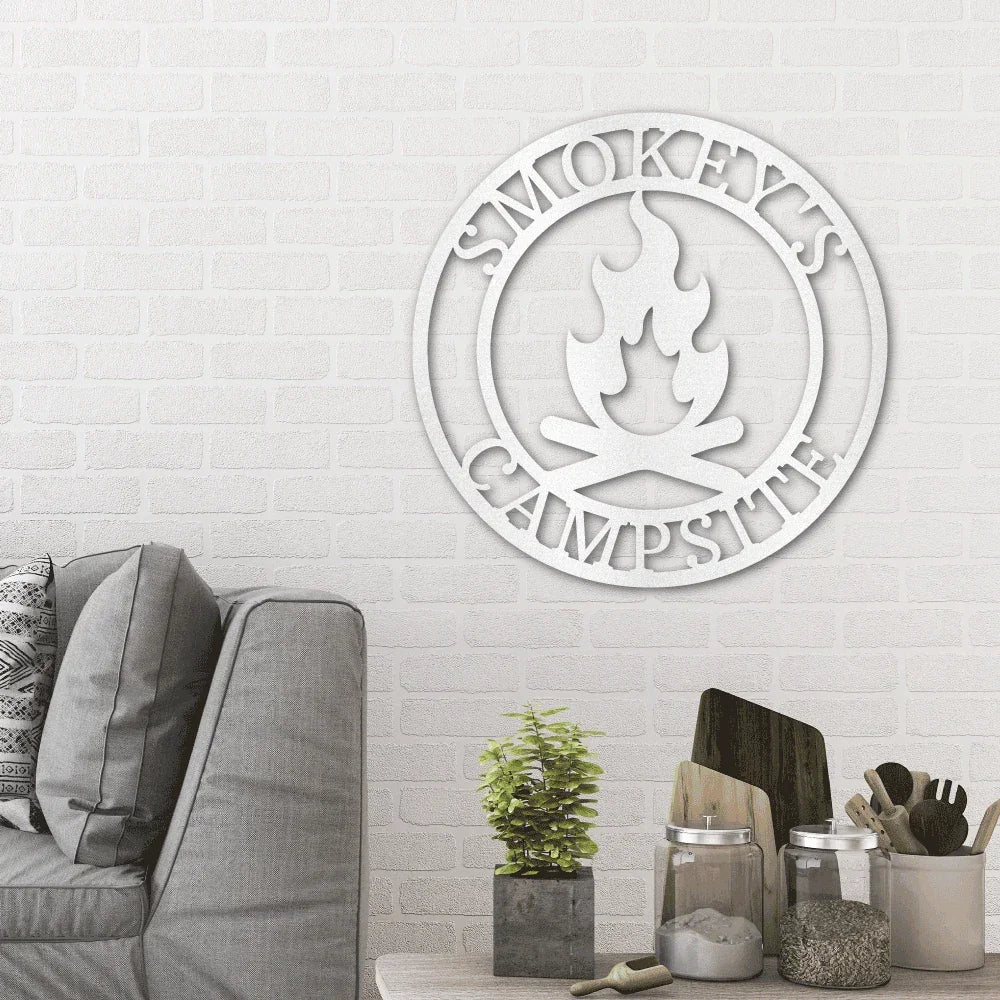 Campfire Custom Monogram Indoor Outdoor Steel Wall Sign Metal Art Home Décor