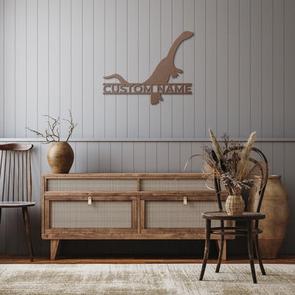 Brachiosaurus Dinosaur Custom Name Metal Wall Art - Mallard Moon Gift Shop