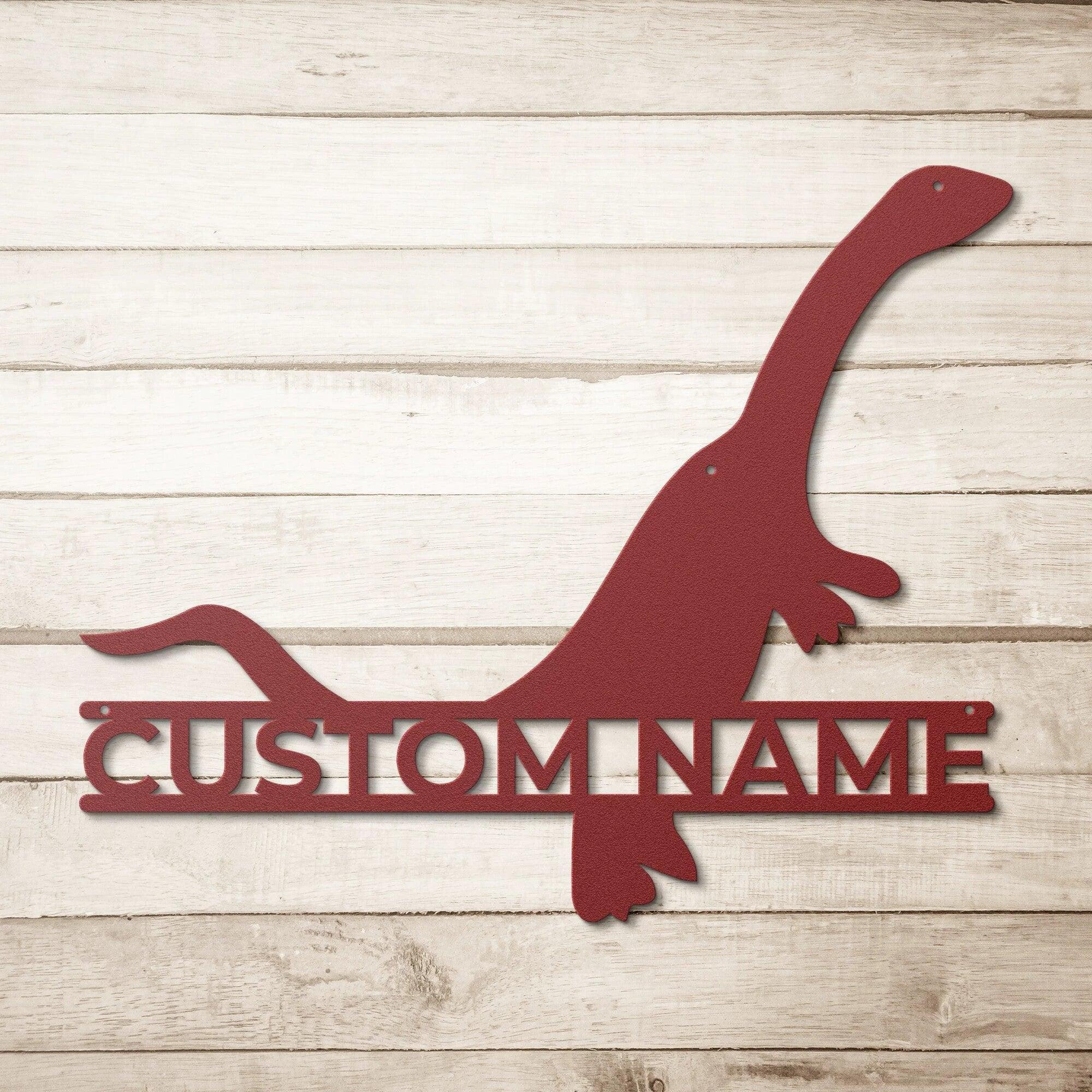 Brachiosaurus Dinosaur Custom Name Metal Wall Art