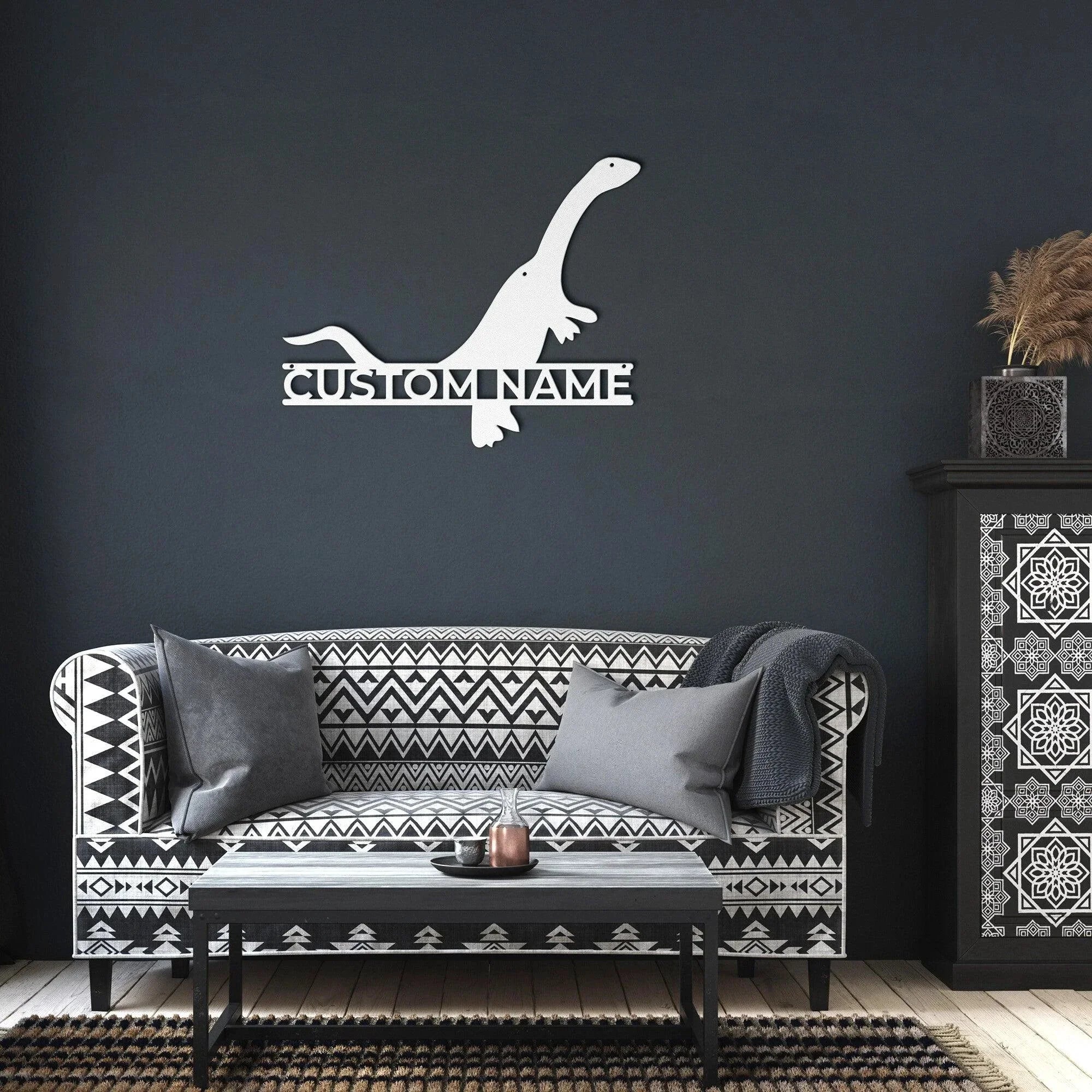 Brachiosaurus Dinosaur Custom Name Metal Wall Art