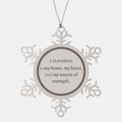 California is my home Gifts, Lovely California Birthday Christmas Snowflake Ornament For People from California, Men, Women, Friends